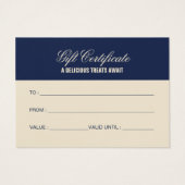 Elegant Classic Navy Blue Cake Bakery Gift Card Visitekaartje (Achterkant)