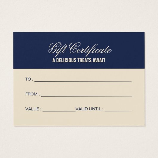 Elegant Classic Navy Blue Cake Bakery Gift Card Visitekaartje (Achterkant)