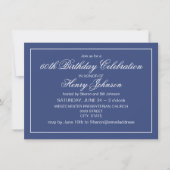 Elegant Classic Navy Blue en White 60th Birthday Kaart (Voorkant)