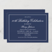 Elegant Classic Navy Blue en White 90th Birthday Kaart (Voorkant / Achterkant)