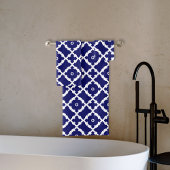 Elegant Classic Navy Blue en White Mosaic Pattern Bad Handdoek