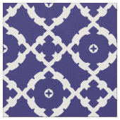 Elegant Classic Navy Blue en White Mosaic Pattern Stof (Close Up)