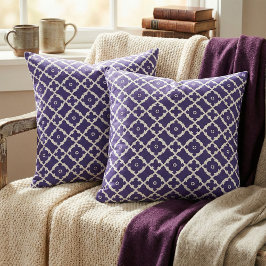 Elegant Classic Navy Blue en White Mosaic Pattern Stof