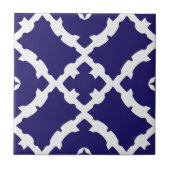 Elegant Classic Navy Blue en White Mosaic Pattern Tegeltje (Voorkant)