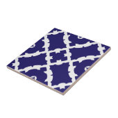 Elegant Classic Navy Blue en White Mosaic Pattern Tegeltje (Zijkant)