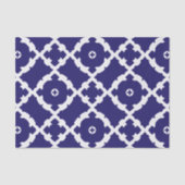 Elegant Classic Navy Blue en White Mosaic Pattern Tissuepapier (Voorkant)