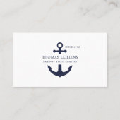 Elegant Classic Navy Blue Nautisch Anker Logo Visitekaartje (Achterkant)