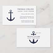 Elegant Classic Navy Blue Nautisch Anker Logo Visitekaartje (Voorkant / Achterkant)