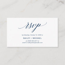 Elegant Classic, Navy Blue Script, Party RSVP