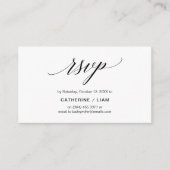 Elegant Classic, Navy Blue Script, Party RSVP Informatiekaartje (Voorkant)
