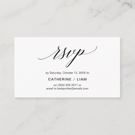 Elegant Classic, Navy Blue Script, Party RSVP Informatiekaartje (Voorkant)