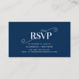 Elegant Classic, Navy Blue Script, RSVP reageert Informatiekaartje
