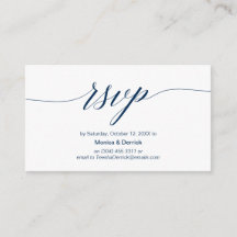 Elegant Classic, Navy Blue Script, RSVP reageren