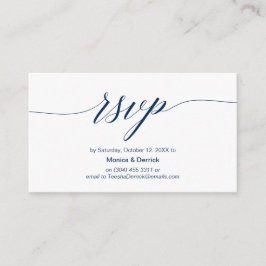 Elegant Classic, Navy Blue Script, RSVP reageren Informatiekaartje