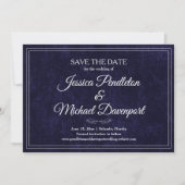 Elegant Classic Navy Blue Wedding Save Date Save The Date (Voorkant)