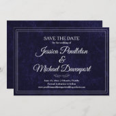 Elegant Classic Navy Blue Wedding Save Date Save The Date (Voorkant / Achterkant)