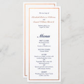 Elegant Classic Navy Faux Copper Wedding Menu (Voorkant / Achterkant)