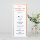Elegant Classic Navy Faux Copper Wedding Menu (Staand voorkant)