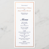 Elegant Classic Navy Faux Copper Wedding Menu (Voorkant)