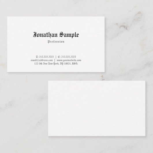 Elegant Classic Old English Font Sjabloon Nostalgy Visitekaartje (Voorkant / Achterkant)