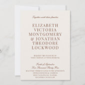 Elegant Classic Old Money Ivory & Brown Wedding Kaart (Voorkant)