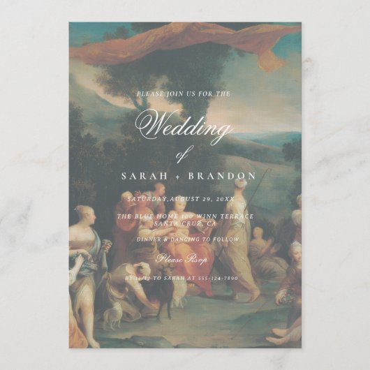 Elegant Classic Old painting Wedding Kaart (Voorkant)