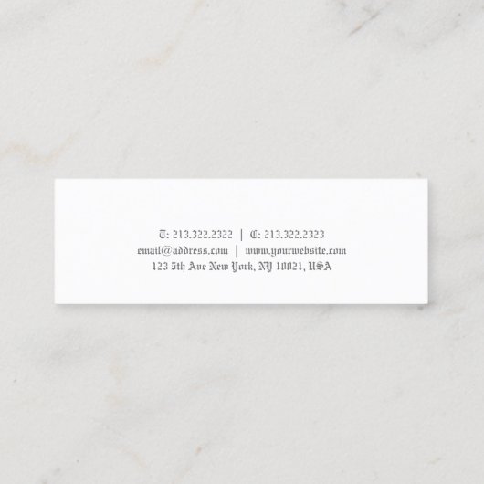 Elegant Classic Old Simple Plain Nostalge Mini Visitekaartje (Achterkant)