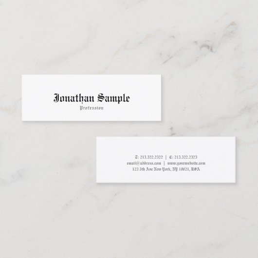 Elegant Classic Old Simple Plain Nostalge Mini Visitekaartje (Voorkant / Achterkant)