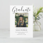 Elegant Classic One Photo Graduation Invitation Kaart (Staand voorkant)