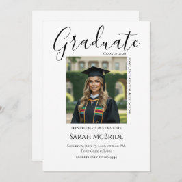 Elegant Classic One Photo Graduation Invitation Kaart
