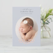 Elegant Classic Oval Photo Birth Announounter Kaart (Staand voorkant)