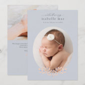 Elegant Classic Oval Photo Birth Announounter Kaart (Voorkant / Achterkant)
