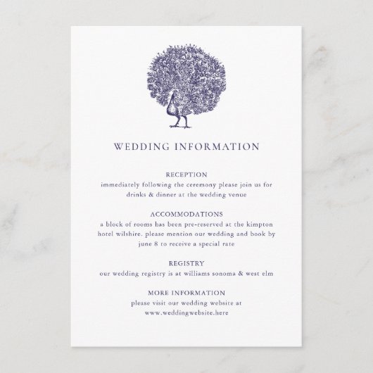 Elegant Classic  Pauw Trouwdetail Informatiekaartje (Voorkant)