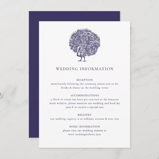 Elegant Classic  Pauw Trouwdetail Informatiekaartje (Voorkant / Achterkant)