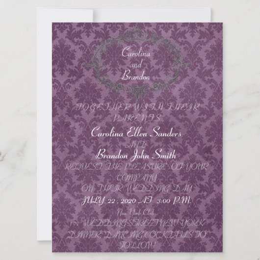 Elegant Classic Personalized Wedding Invitation Kaart (Achterkant)