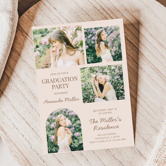 Elegant Classic Photo Afstuderen Invitation Kaart