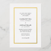 Elegant Classic Photo Gold Foil Border Wedding Folie Uitnodiging (Voorkant)