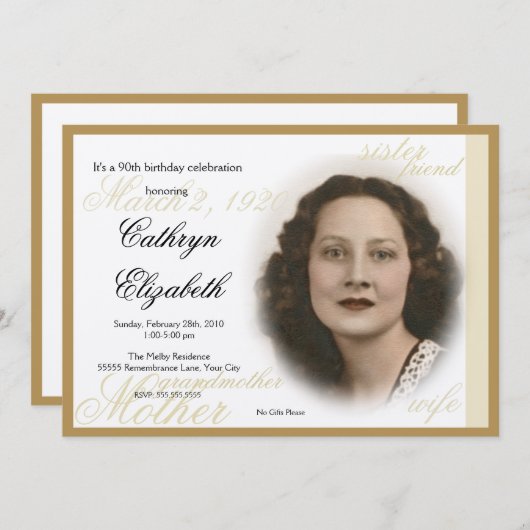 Elegant Classic Photo Invitation Kaart (Voorkant / Achterkant)