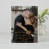 Elegant Classic Photo Wedding Gold Folie Uitnodiging (Staand Voorkant)