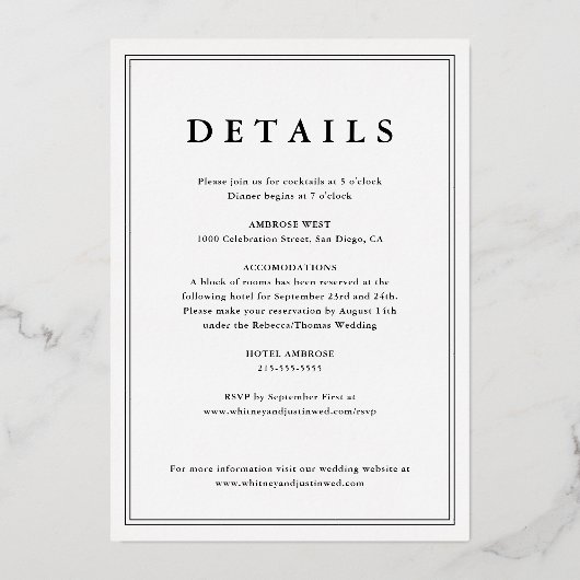 Elegant Classic Photo Wedding Gold Folie Uitnodiging (Achterkant)