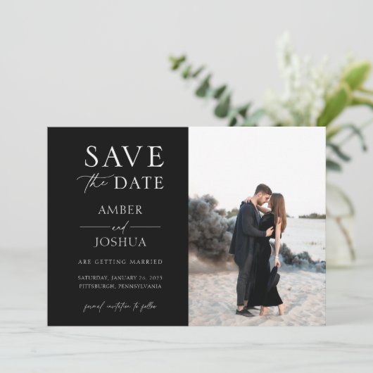 Elegant Classic Photo Wedding Save the Date Kaart (Staand voorkant)