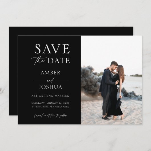 Elegant Classic Photo Wedding Save the Date Kaart (Voorkant / Achterkant)