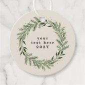 Elegant Classic Pine Wreath Kerstmis Vakantie cade Bedankjes Labels (Voorkant)