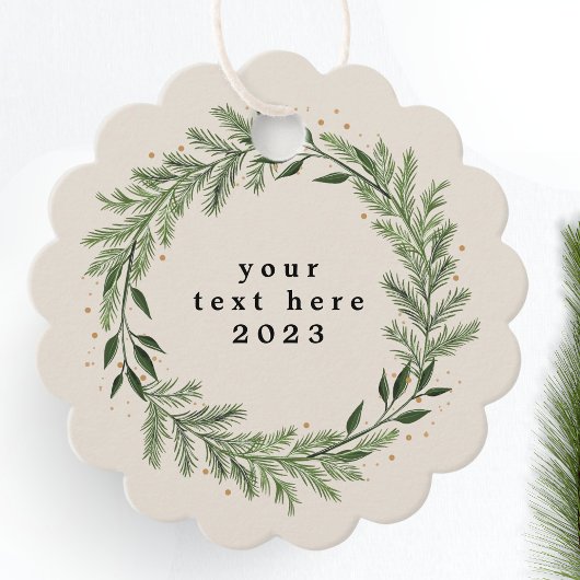 Elegant Classic Pine Wreath Kerstmis Vakantie cade Bedankjes Labels