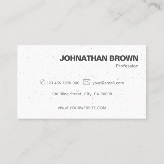 Elegant Classic Plain White Grey Sprinkle voeg Log Visitekaartje (Achterkant)