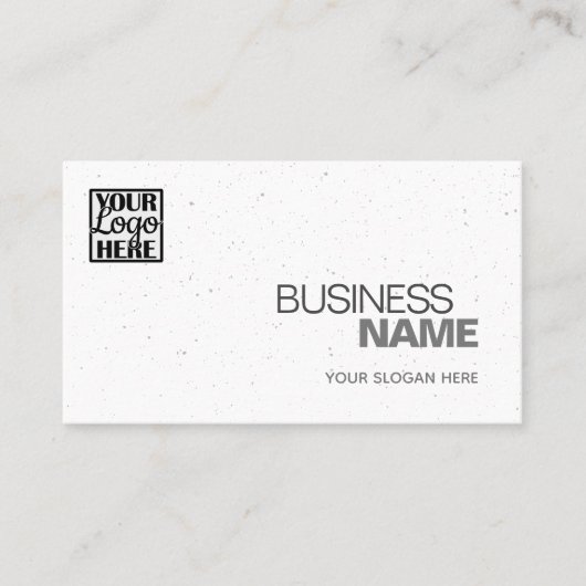 Elegant Classic Plain White Grey Sprinkle voeg Log Visitekaartje (Voorkant)