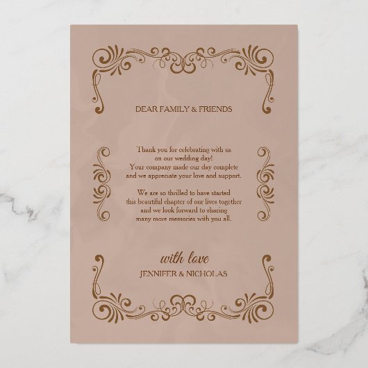 Elegant Classic  Pleal Wedding Folie Uitnodiging (Achterkant)