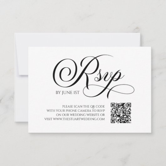 Elegant Classic QR Code Weddenschap RSVP-kaart RSVP Kaartje (Voorkant)