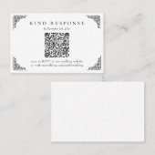 Elegant Classic QR Code Weddenschap RSVP-kaart Visitekaartje (Voorkant / Achterkant)