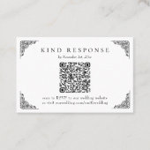 Elegant Classic QR Code Weddenschap RSVP-kaart Visitekaartje (Voorkant)